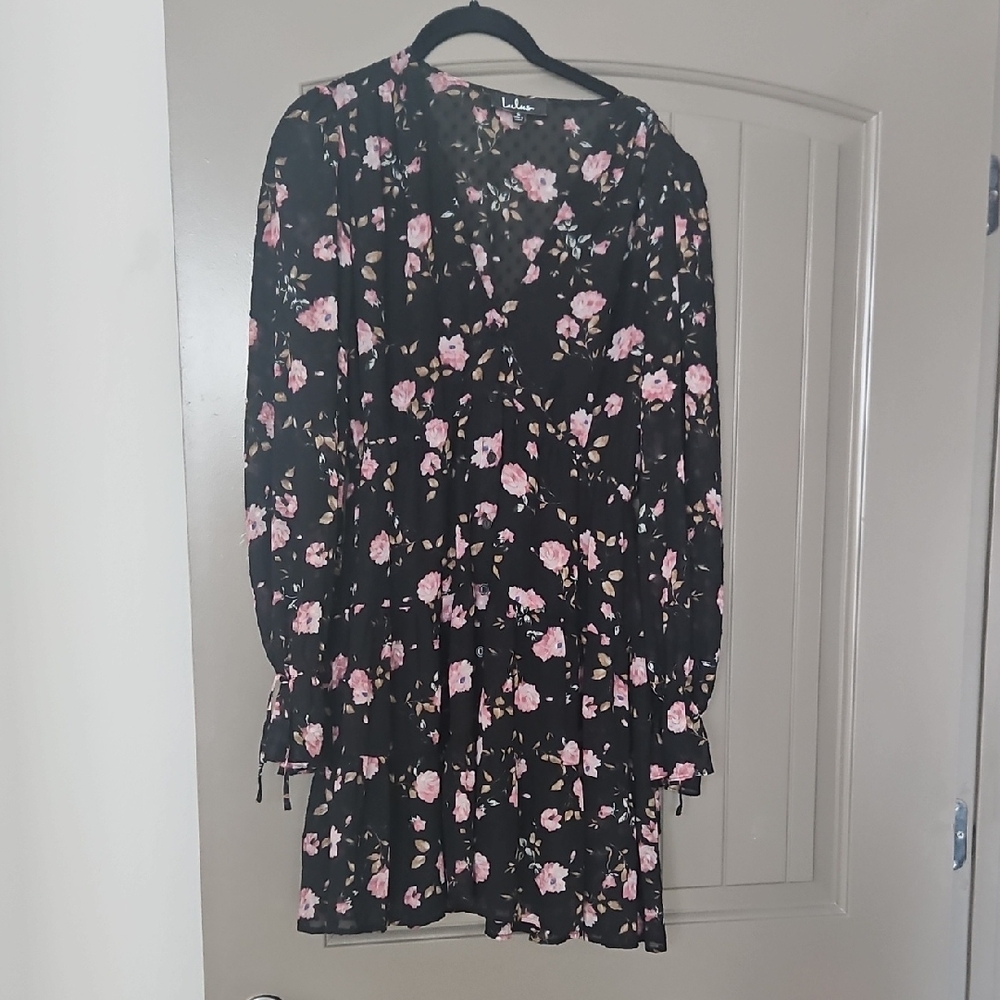 Lulu's Black and Pink Floral Mini Dress